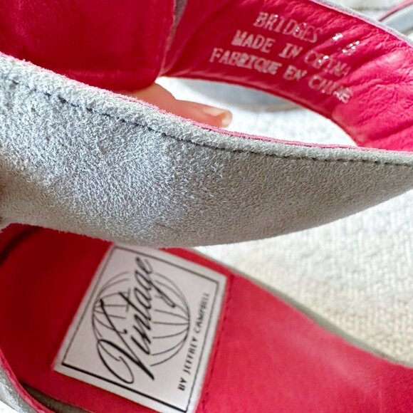 VINTAGE by JEFFREY CAMPBELL Bridges Burgundy Suede Python Ankle Strap Pump 7.5 - Picture 7 of 7